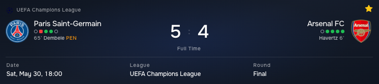 Widgets V2 match header with score and match metadata