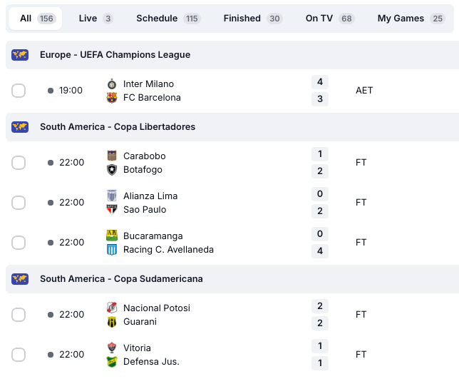 Live score widgets
