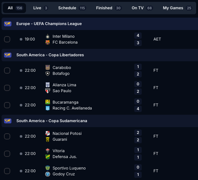 Live score widgets